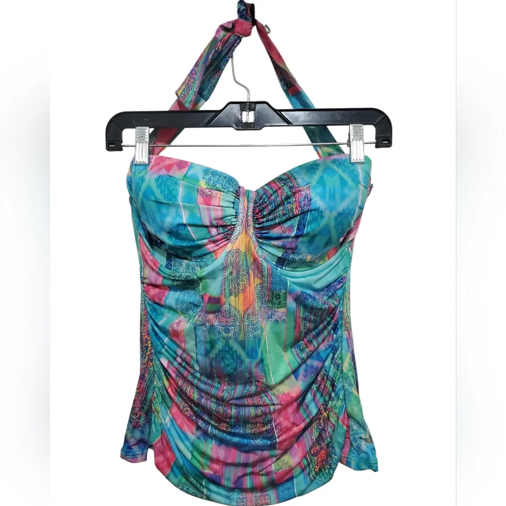 NWT GOTTEX PROFILE Jasmin HALTER Tankini Top 36D - Picture 2 of 4